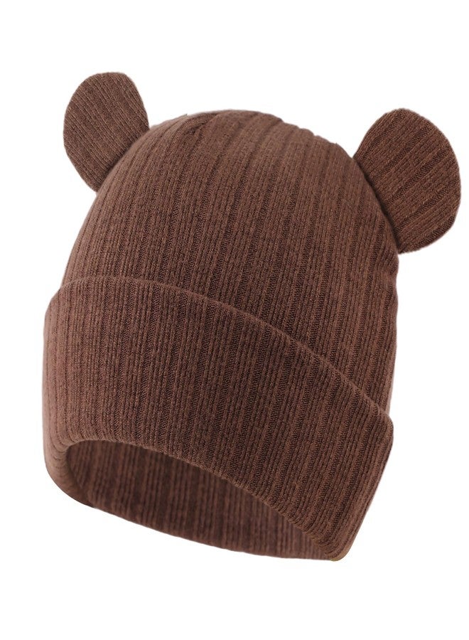 Zsedrut Newborn Baby Hat Bear Infant Cute Baby Beanie Toddler Boys Girls Knitted Hats for New Born (0-6 Months, Coffee) - Image 2